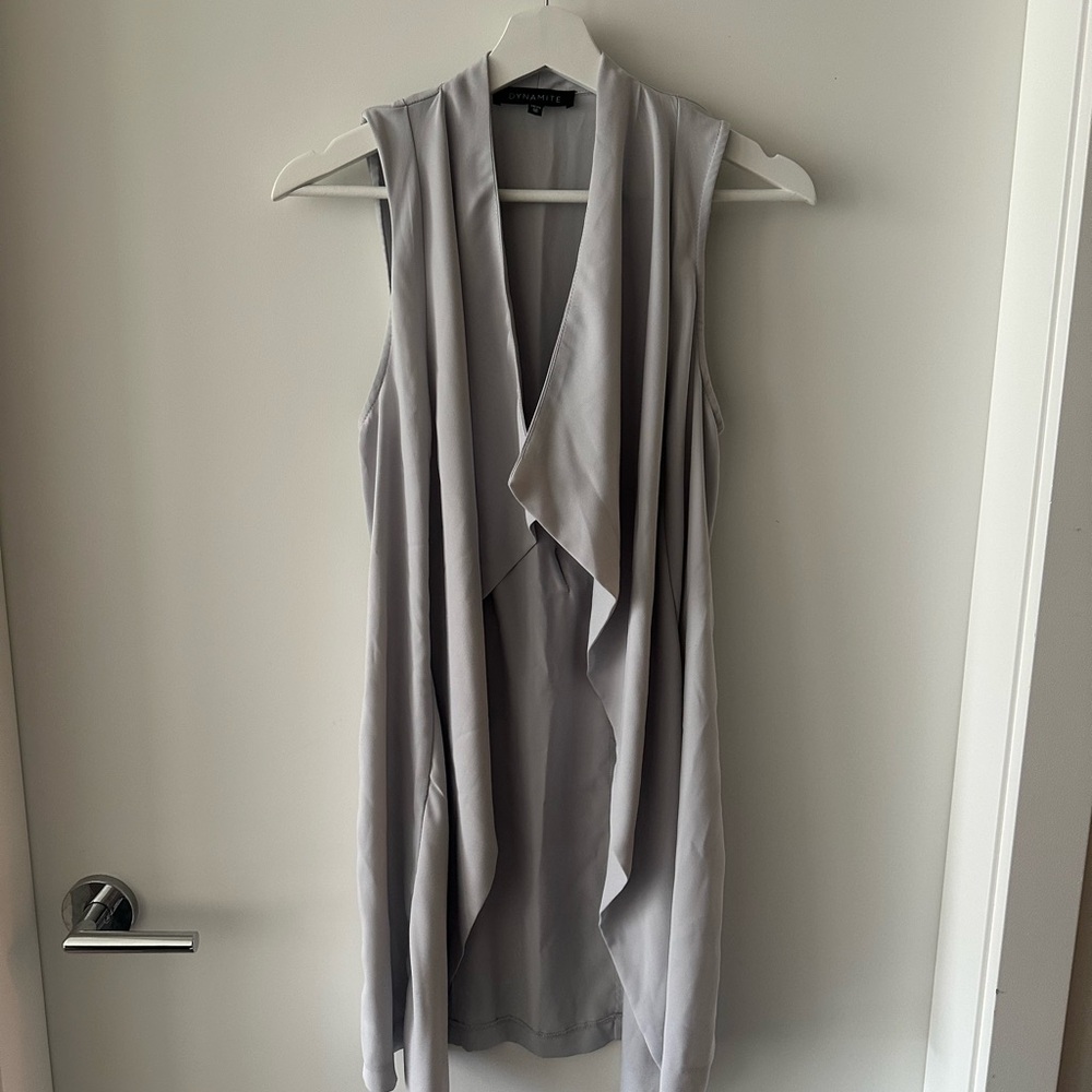 Dynamite Gray Sleeveless Waterfall Vest